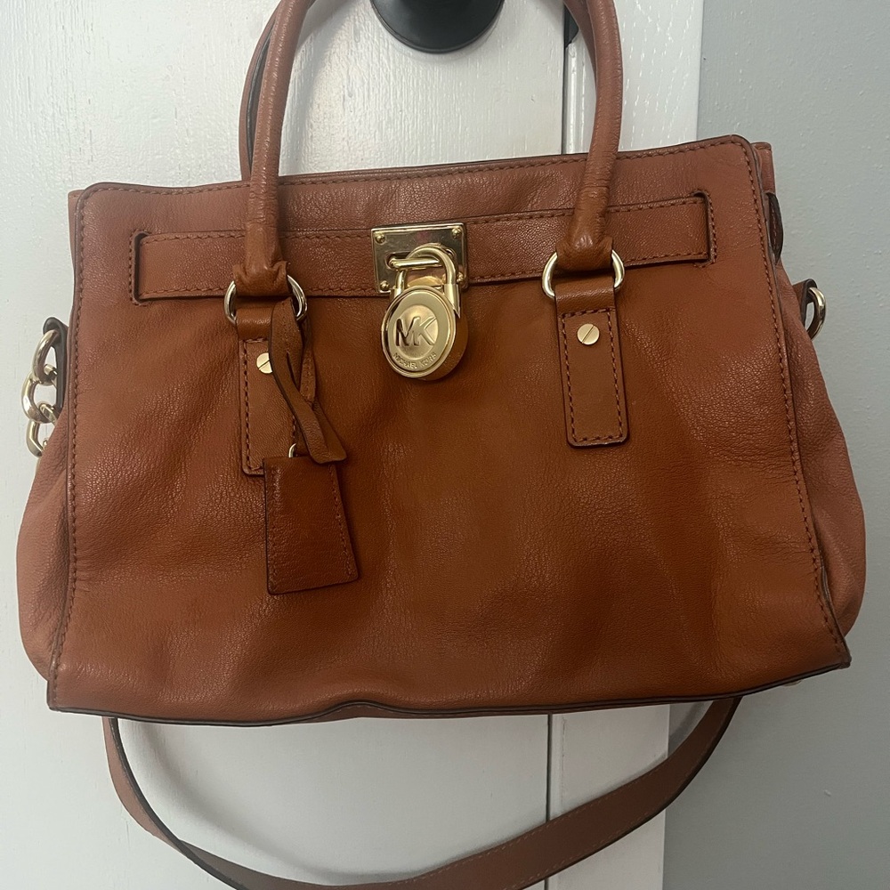 Michael Kors Brown Satchel with Gold Lock and Tassels